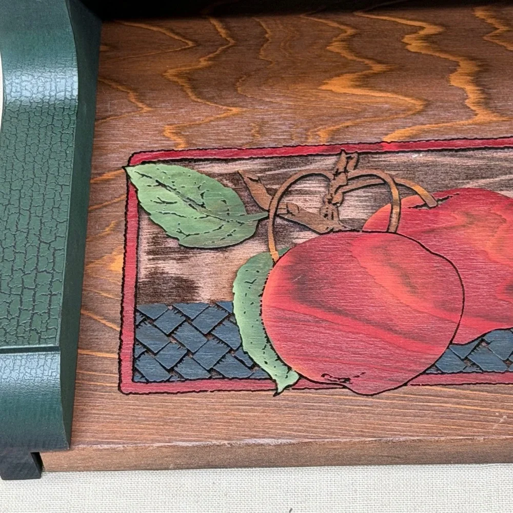Vintage Apple Wall Shelf Wooden Kitchen Display Shelf Country Fruit Decor 90s